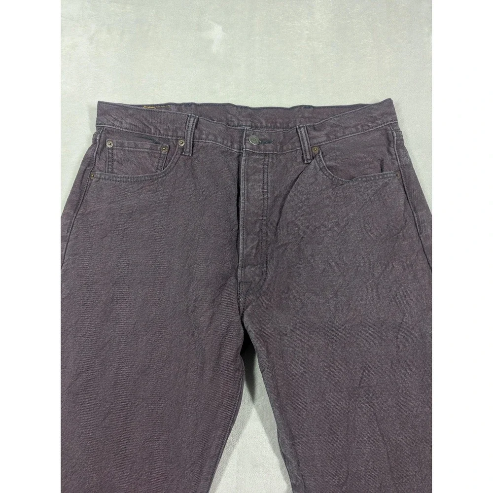 Levis 501 Jeans Mens 38x34* Purple Dark Wash Straight Button Fly Classic‎ Denim